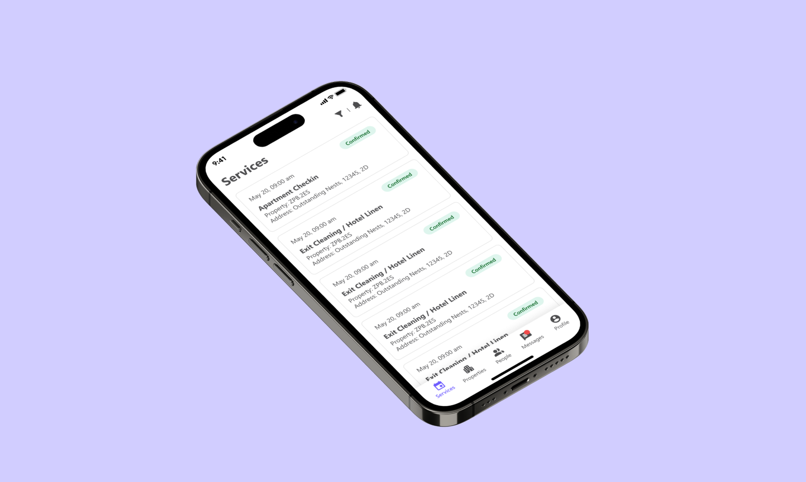 Doinn mobile app — services list