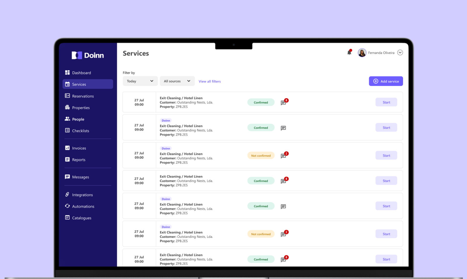 Doinn — services list
