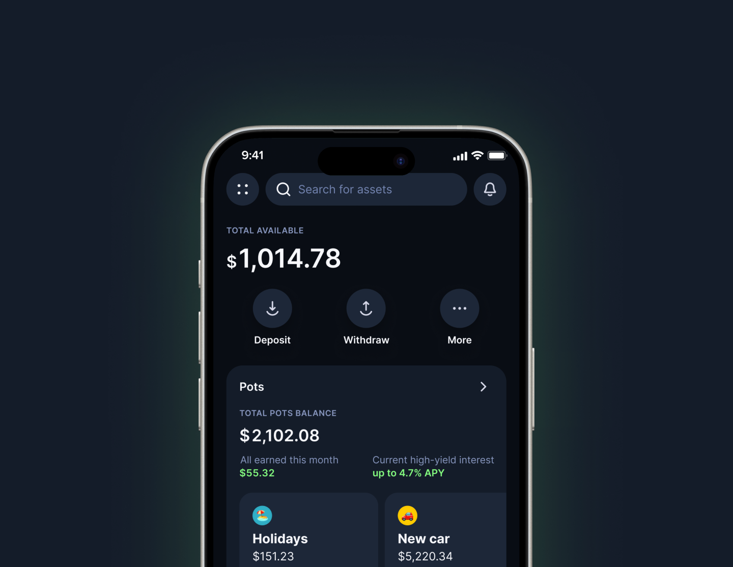 Uphold USD Interest Account — home screen